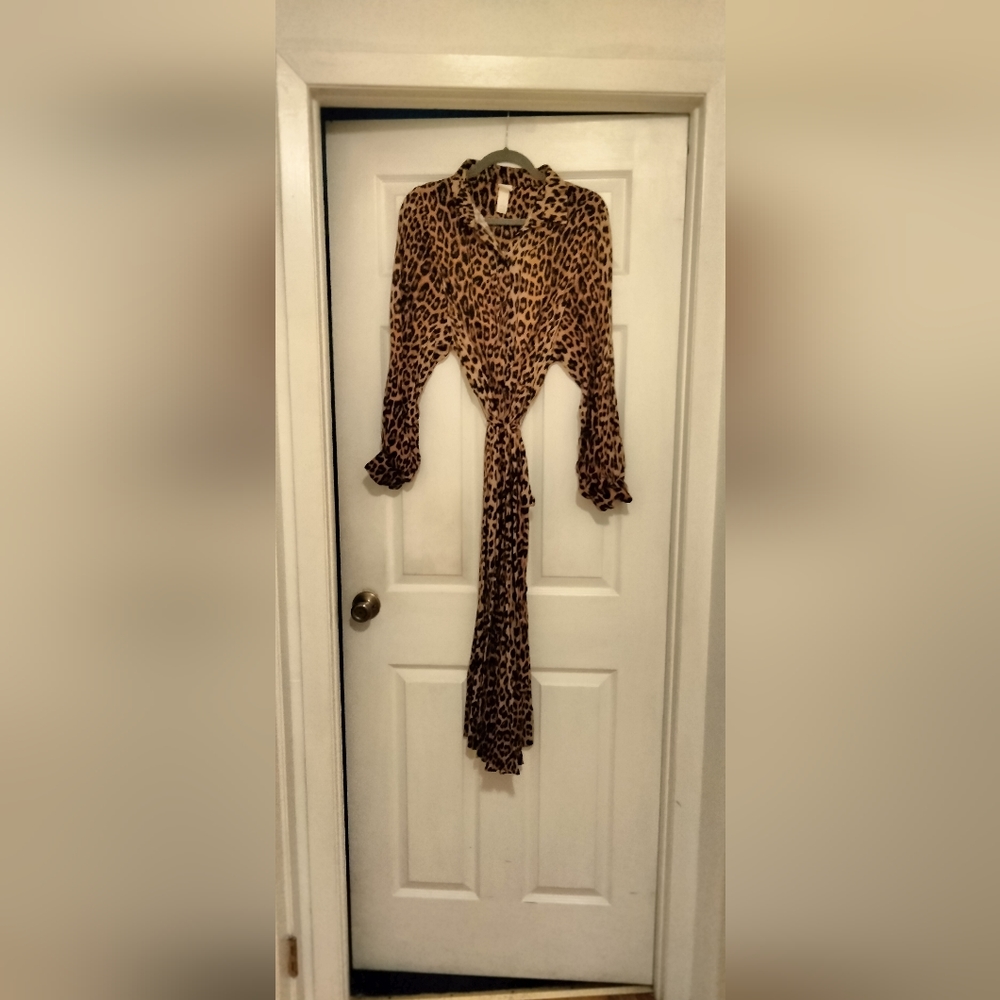 Leopard print shirt dress